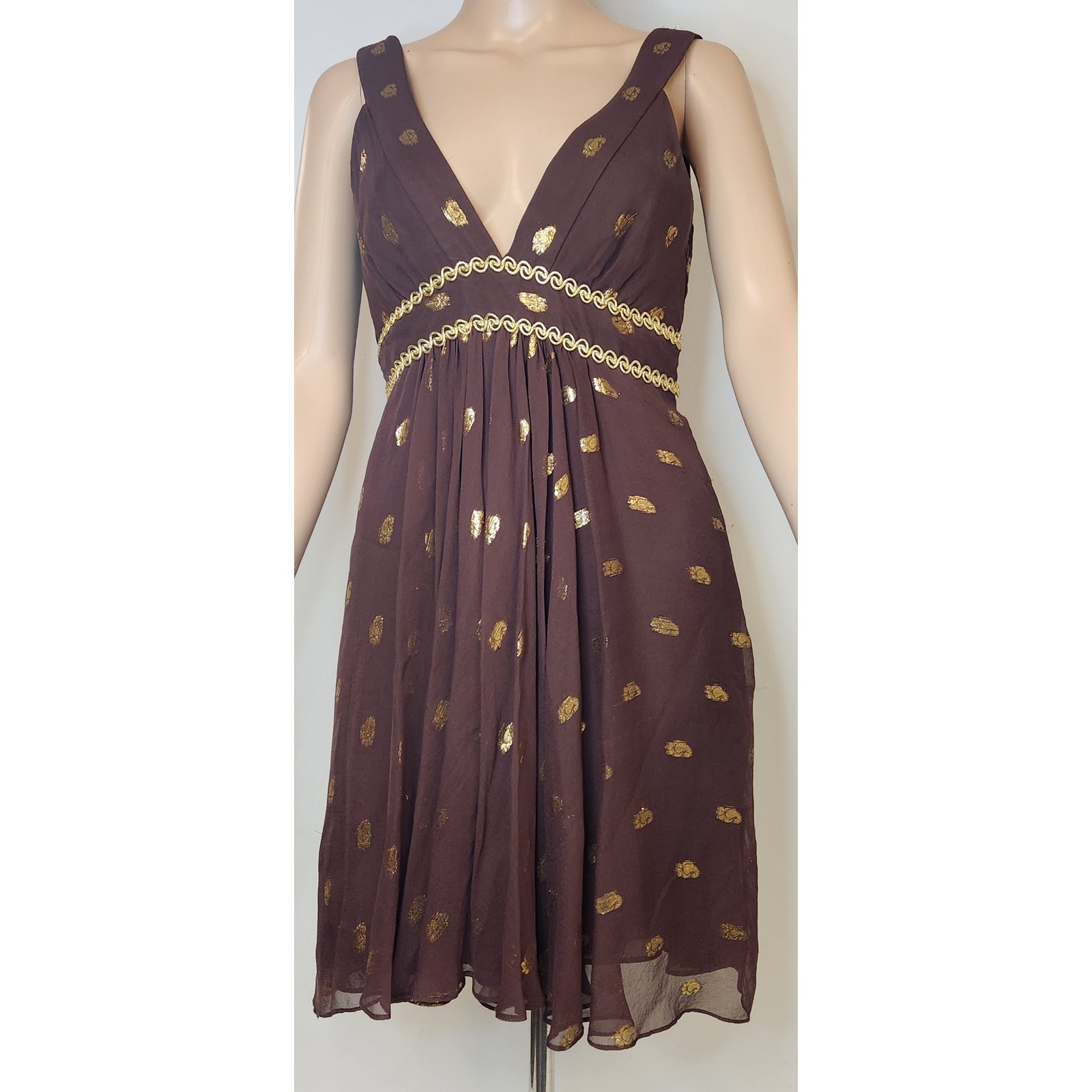 Milly An Original Brown & Gold Cocktail Dress-Size 4